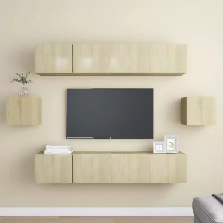 Set Mobili TV 6 pz Rovere Sonoma in Truciolato