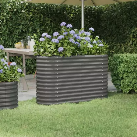 Vaso Giardino Acciaio Verniciato a Polvere 114x40x68 cm Grigio