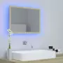 Specchio da Bagno LED Rovere Sonoma 60x8,5x37 cm in Truciolato