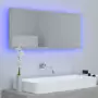 Specchio da Bagno LED Grigio Cemento 100x8,5x37cm in Truciolato