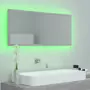 Specchio da Bagno LED Grigio Cemento 100x8,5x37cm in Truciolato