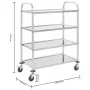 Carrello da Cucina a 4 Livelli 107x55x125 cm in Acciaio Inox