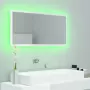 Specchio da Bagno LED Bianco Lucido 90x8,5x37 cm in Truciolato