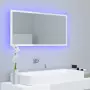 Specchio da Bagno LED Bianco Lucido 90x8,5x37 cm in Truciolato