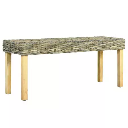 Panca 110 cm in Rattan Naturale Kubu e Massello di Mango