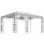 Gazebo con Tetto Doppio e Stringa di Luci LED 3x4 m Bianco