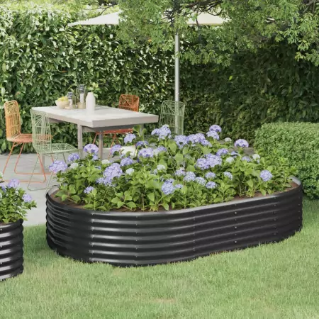 Vaso Giardino Acciaio Verniciato Polvere 214x140x36cm Antracite