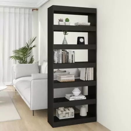 Libreria/Divisorio Nero 80x30x198 cm in Truciolato