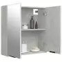 Armadietto a Specchio da Bagno Grigio Cemento 64x20x67 cm