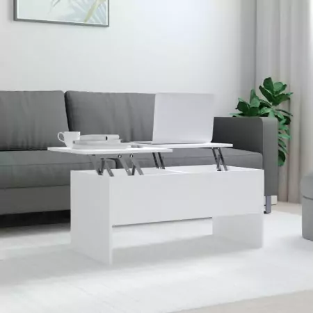 Tavolino da Salotto Bianco 102x50,5x46,5cm in Legno Multistrato