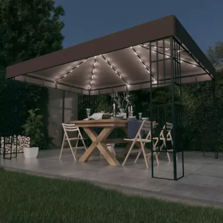 Gazebo con Luci a Stringa LED 34 m Grigio Talpa