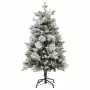 Albero di Natale con Neve Floccata LED e Pigne 150 cm PVC e PE