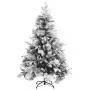 Albero di Natale con Neve Floccata e Pigne 150 cm in PVC e PE