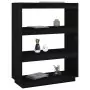 Libreria/Divisorio Nero 80x35x103 cm in Legno Massello di Pino