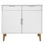 Credenza MOLDE Bianca 90x40x80 cm in Legno Massello di Pino