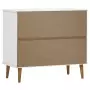 Credenza MOLDE Bianca 90x40x80 cm in Legno Massello di Pino