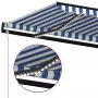 Tenda da Sole Automatica LED Sensore Vento 350x250cm Blu Bianca