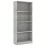 Libreria a 4 Ripiani Grigio Cemento 60x24x142 cm in Truciolato