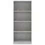 Libreria a 4 Ripiani Grigio Cemento 60x24x142 cm in Truciolato