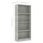 Libreria a 4 Ripiani Grigio Cemento 60x24x142 cm in Truciolato