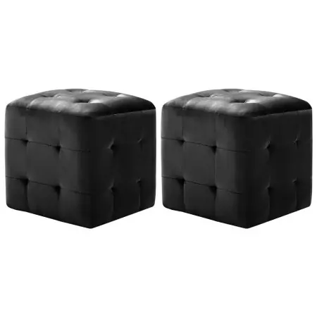 Pouf 2 pz Nero 30x30x30 cm in Velluto