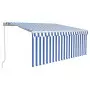 Tenda da Sole Retrattile Manuale con Parasole 3x2,5m Blu Bianca