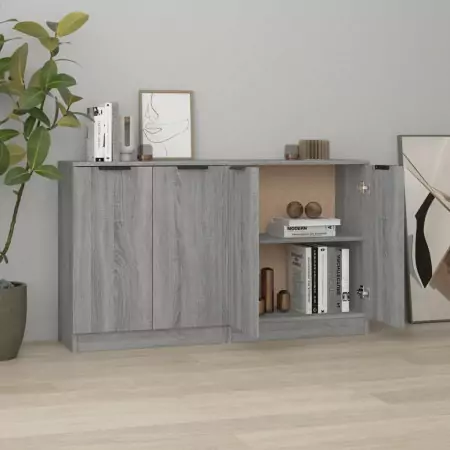 Credenze 2 pz Grigio Sonoma 60x30x70 cm in Legno Multistrato