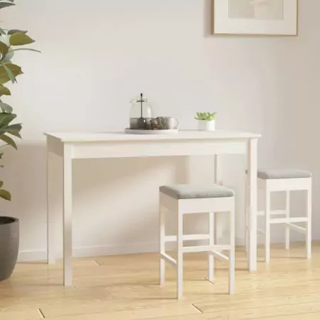 Tavolo da Pranzo Bianco 110x55x75 cm in Legno Massello di Pino