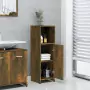 Armadietto Bagno Rovere Fumo 30x30x95 cm in Legno Multistrato