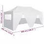 Gazebo Pieghevole con 4 Pareti 3x6 m Acciaio Bianco