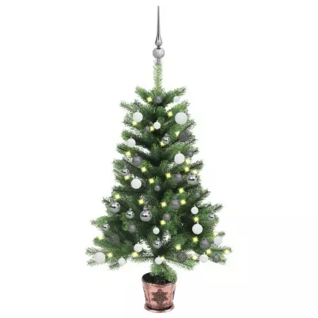 Albero di Natale Artificiale con LED e Set Palline 90 cm Verde