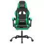 Sedia da Gaming con Poggiapiedi Nero e Verde in Similpelle