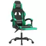 Sedia da Gaming con Poggiapiedi Nero e Verde in Similpelle