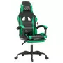 Sedia da Gaming con Poggiapiedi Nero e Verde in Similpelle