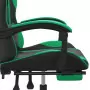 Sedia da Gaming con Poggiapiedi Nero e Verde in Similpelle