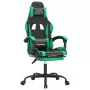 Sedia da Gaming Girevole con Poggiapiedi Nero Verde Similpelle