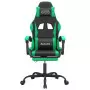 Sedia da Gaming Girevole con Poggiapiedi Nero Verde Similpelle