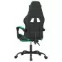 Sedia da Gaming Girevole con Poggiapiedi Nero Verde Similpelle