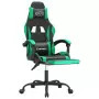 Sedia da Gaming Girevole con Poggiapiedi Nero Verde Similpelle