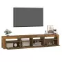 Mobile Porta TV con Luci LED Rovere Fumo 210x35x40 cm