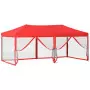 Tenda per Feste Pieghevole con Pareti Laterali Rosso 3x6 m