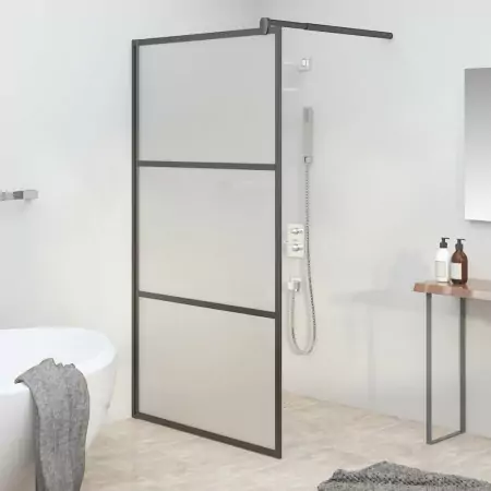 Parete Doccia Walk in 115x195 cm in Vetro Smerigliato ESG Nero