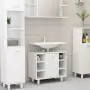 Set Mobili da Bagno 3 pz Bianco Lucido in Truciolato