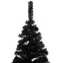 Set Albero Natale Artificiale con LED e Palline Nero 150 cm PVC