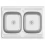 Lavello Cucina Doppia Vasca 800x600x155 mm Argento Acciaio Inox