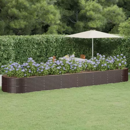 Vaso Giardino Acciaio Verniciato a Polvere 584x140x68cm Marrone