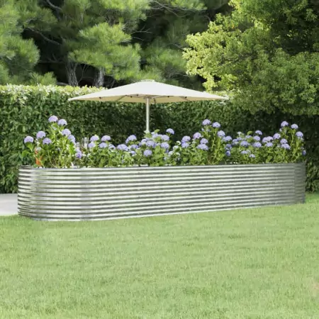 Fioriera Giardino Argento 447x140x68 Acciaio Verniciato Polvere