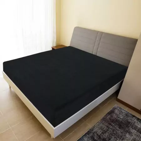 Lenzuolo con Angoli Jersey Nero 160x200 cm Cotone