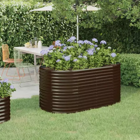 Vaso Giardino Acciaio Verniciato a Polvere 152x80x68 cm Marrone