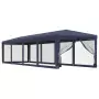 Tenda per Feste con 10 Pareti Laterali in Rete Blu 3x12 m HDPE